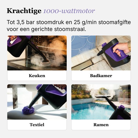 Motionflow 11-teiliger Handdampfreiniger PRO – Leistungsstarker 1000-W-Dampfreiniger mit 3,5 bar – Reinigungsgerät für Badezimmer, Sofa und Boden – Dampfreiniger zur Fleckenentfernung – 3 Meter langes Netzkabel