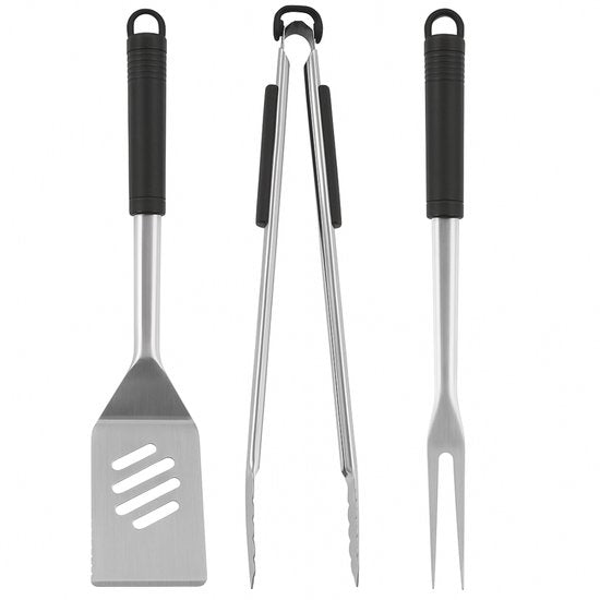 alpina BBQ Tools Set - 6-teiliges Grillset mit Spatel, Grillzange und Fleischgabel - Inklusive 4 Spieße - Edelstahl - Ideal zum Grillen von Fleisch und Gemüse