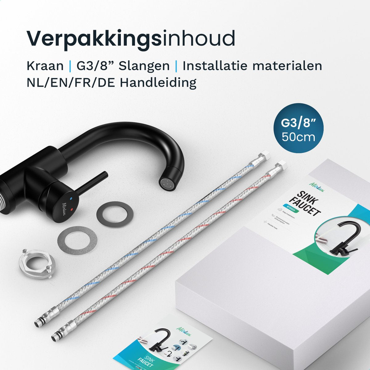 Mirlux Waschtischarmatur Schwarz 24,5 × 17 × 5 cm - Mischbatterie Bad für Kalt- und Warmwasser