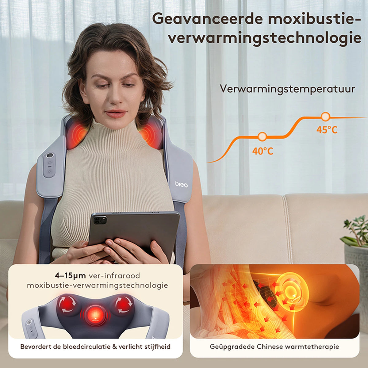 Breo N6 Mini-Nackenmassagegerät mit Wärmefunktion – kabellos – 80 Minuten – Nacken und Schultern