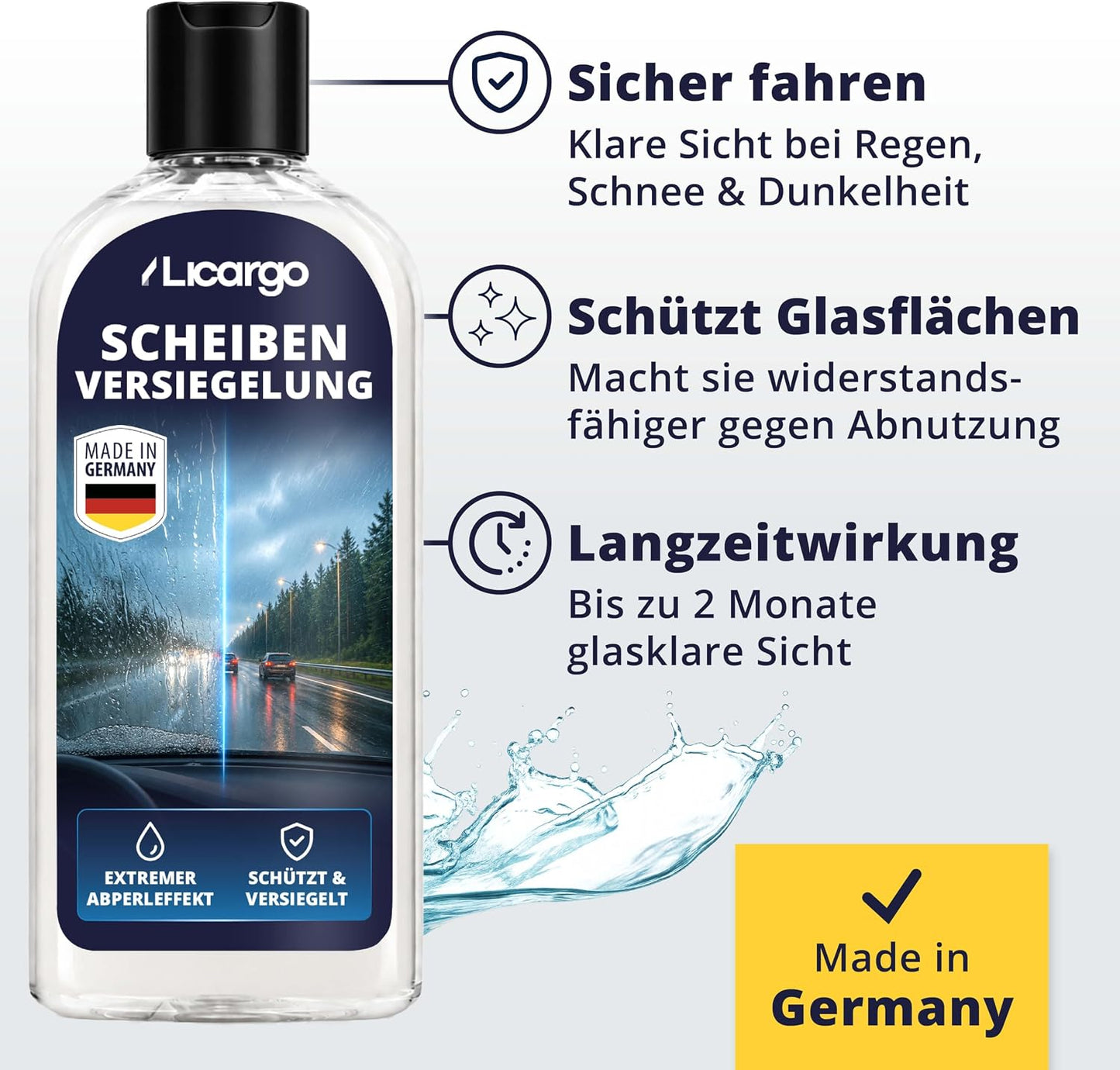 LICARGO Scheibenbeschichtung für Autos 250 ml – Extremes Abperleffekt für klare Sicht