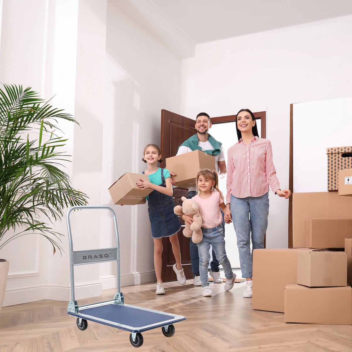 BRASQ Plattformwagen Zusammenklappbar - Kapazität 150 KG - Transportwagen - Lagerwagen - Plattformwagen