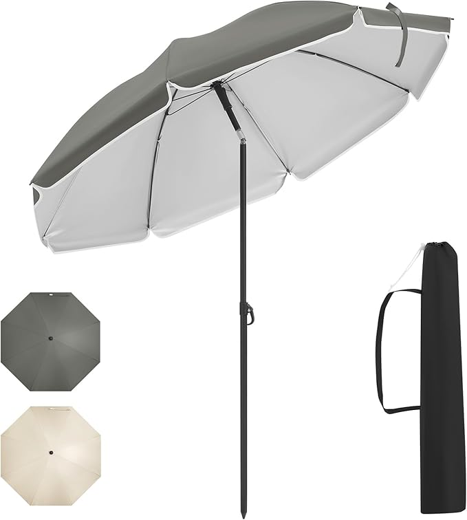 WOLTU GSS0007dgr03 - Balkon-Sonnenschirm 175 cm - UPF 50+ UV-Schutz - Verstellbar und neigbar - Dunkelgrau