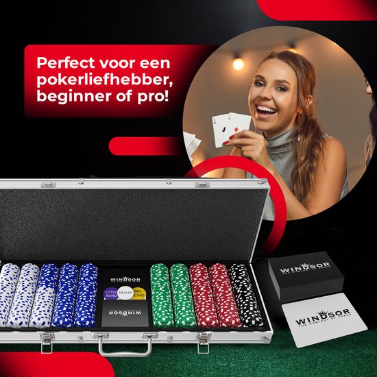 Windsor Poker Set - 500 Chips - Pokertuch - Blinds - Karten - Pokerchips - Pokerchips