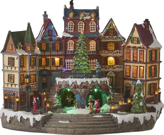LuVille Weihnachtsdorf Miniaturdorf Quadrat - L42 x B25 x H32 cm