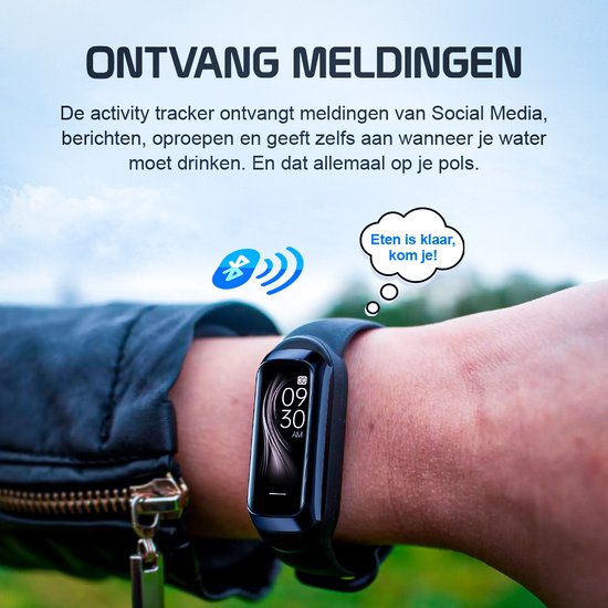 Otiume Activity Tracker HR mit Schrittzähler und Herzfrequenzmesser - Sportuhr - Smartwatch - Schwarz für Frauen, Männer und Kinder - Fitness Tracker - Blutdruckmessgerät