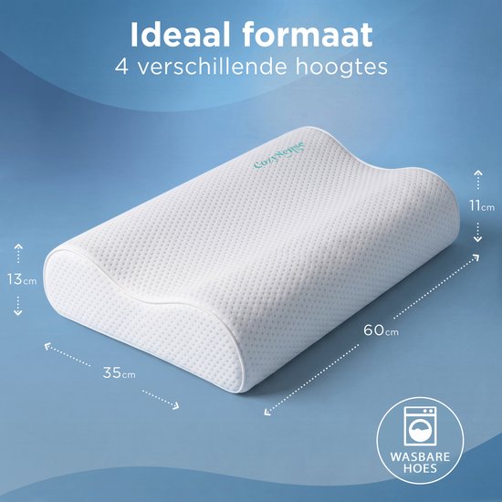 CozySense® Ergonomisches Kissen - Verstellbares Memory-Foam-Kissen - Memory-Foam-Schlafkissen - Seiten-, Rücken- und Bauchschläfer - 3-Schicht-System - Orthopädisch - Bambusbezug