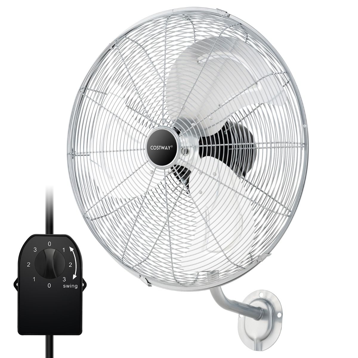 Coast Industrial Wandventilator Ø 56 cm - Silber - 3 Geschwindigkeiten, 85° Oszillation, 30° Kippung