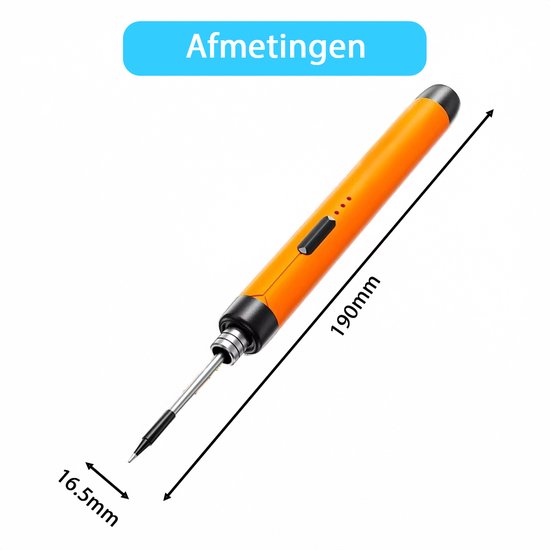 Tech Essentials Kabelloses Lötkolben - 8W - USB-C - Mit Dose - Kit - Feinlöten - Stift - Batterie - Lötset - Löten - Elektrowerkzeug - Orange