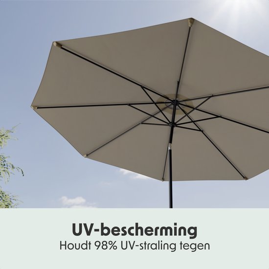 LifeGoods Sonnenschirm - Garten - Ø350 cm - 30° neigbar - Wasserdicht - UPF50+ - Taupe