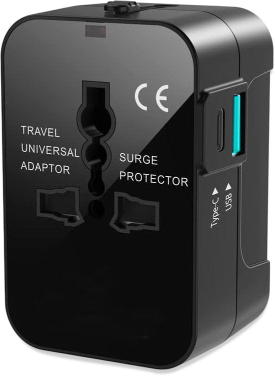 Universal World Plug 150+ Länder - International - Konvertierung - Reisestecker - Adapter - Für Amerika, Südamerika, England (UK), Asien, Europa, Afrika, Italien, Thailand, Curacao - 2x USB-C und 2x USB-A - Typ G, Leichtgewicht - Skoov