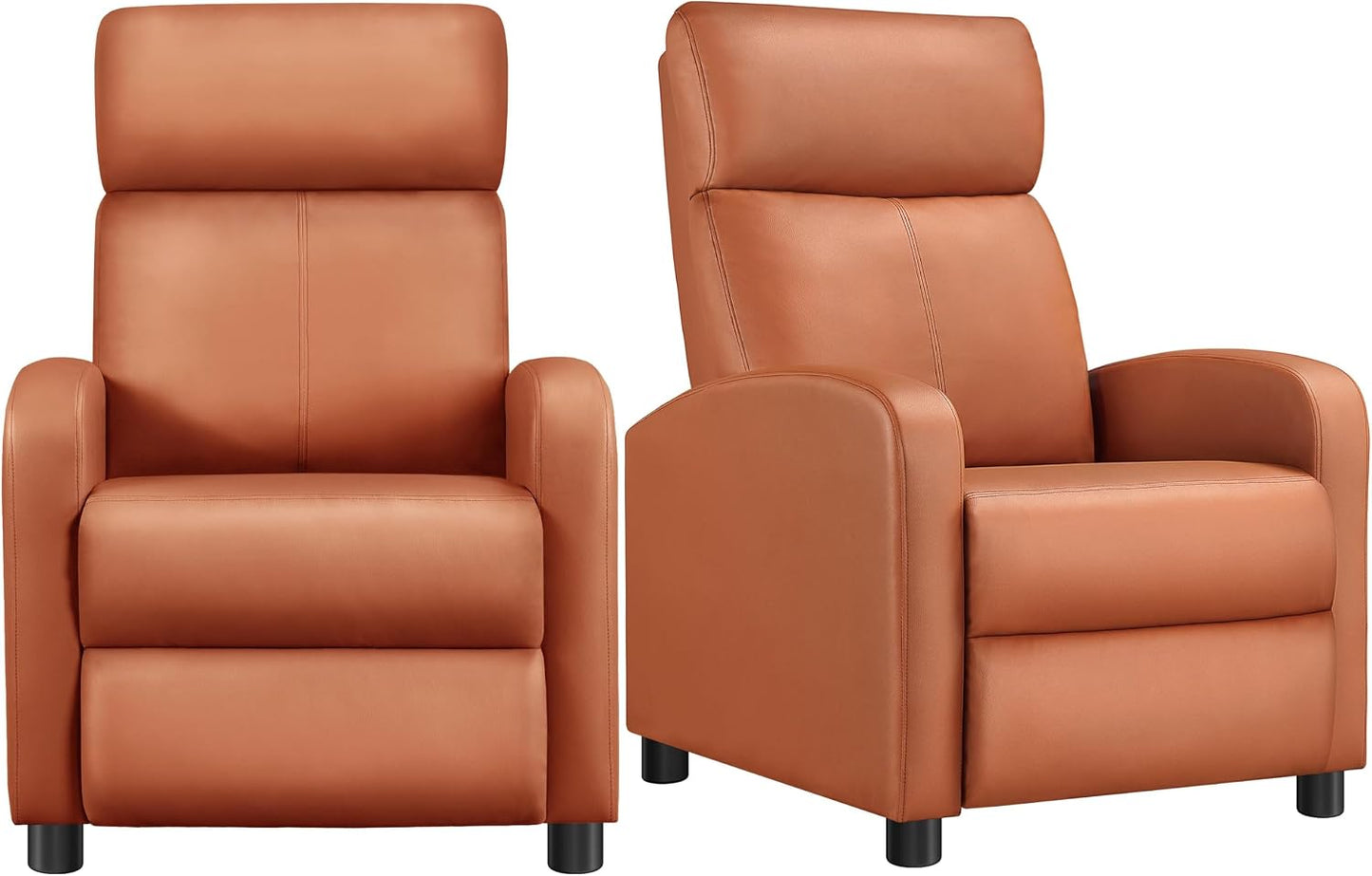 Yaheetech Relaxsessel, 2er-Set – 67,3 x 85,1 x 99,6 cm – verstellbare Fußstütze – Kunstleder – Tan