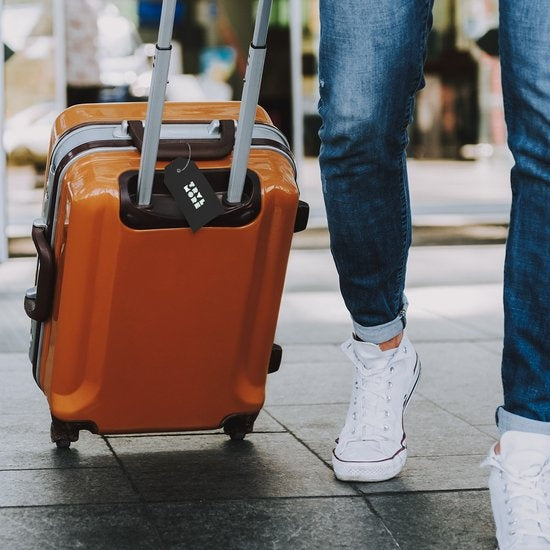 TRVLMORE Gepäckanhänger - Leder - Für Koffer und Taschen - 4 Stück - Schwarz