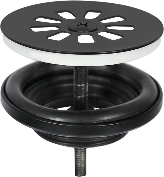 Differnz Cleo Fountain Set - Spülbecken Keramik - Weiß - Gebogener Wasserhahn - Mattschwarz - Standardgriff - 30 x 30 x 10 cm