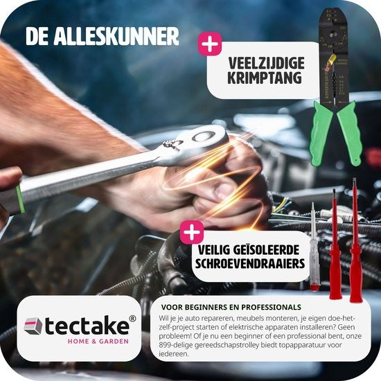 Tectake Werkzeugkoffer - 200-teilig - 4 Schubladen - Trolley - Schwarz