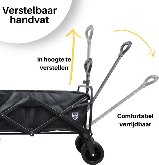 Zusammenklappbarer Wagen - 130 kg Tragkraft - Wagen mit stabilem Rahmen - 83x52x56 cm - Strandwagen - Breite Räder