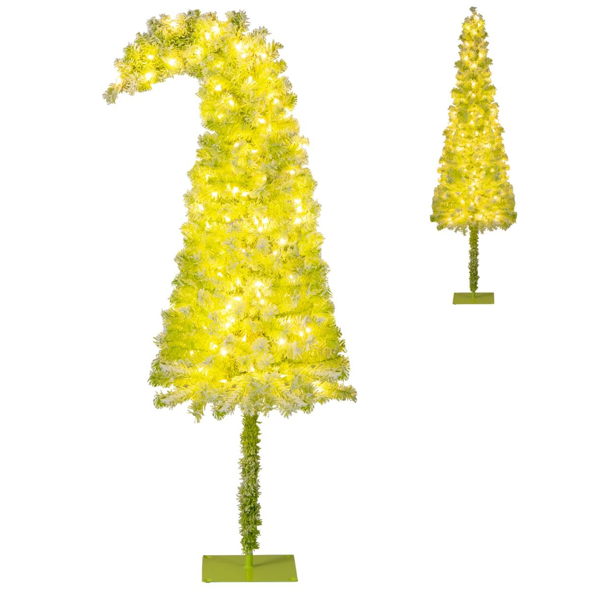 Coast Künstlicher Weihnachtsbaum mit Lichtern und Schnee - 50 x 180 cm - Mit biegbarer Spitze und 120 warmweißen LED-Lichtern und 8 Lichtmodi - Für Weihnachten und Winterthema - Grüner Schnee PVC und Metall