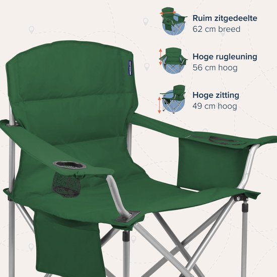 TRVLMORE Campingstühle XL - klappbar - 2er-Pack - 150KG Tragkraft - Inkl. Tragetasche - Klappstuhl - Angelstuhl - Campingstuhl - Klappstuhl - Grün