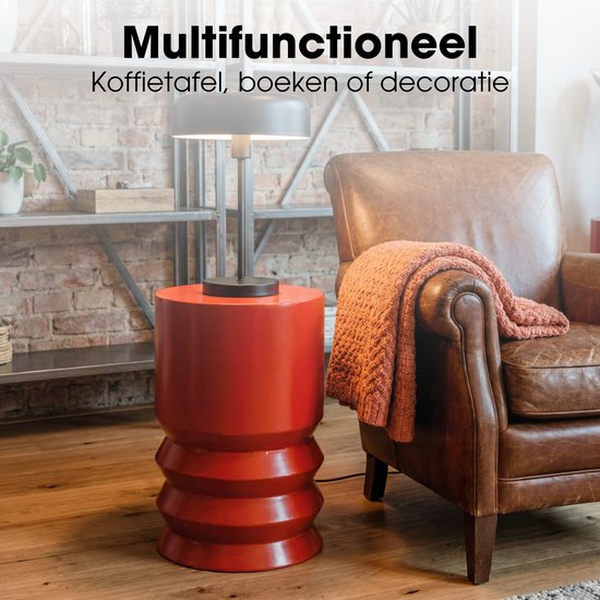 Mica Decorations Mart Beistelltisch – Runder Beistelltisch – Tischchen – Couchtisch – Beistelltisch für das Wohnzimmer – Auch als Pflanzentisch oder Pflanzenständer geeignet – Metall – 46 x 30 cm – Rot