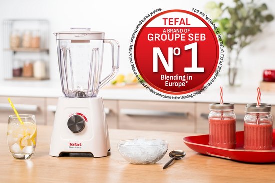 Tefal Blendforce II BL4201 – Mixer – 1,25 l – Smoothie-Mixer – Pulsfunktion – 600 W – Weiß