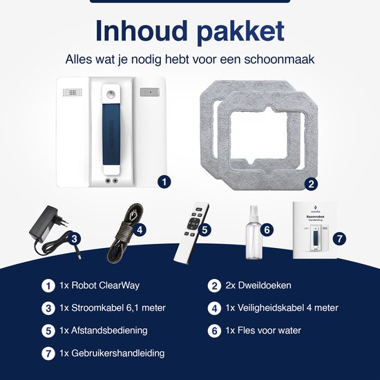 Samako ClearWay - Fensterreinigungsroboter - Fensterreiniger - Starke Saugkraft - Bidirektionales Wassersprühen - Mobile App