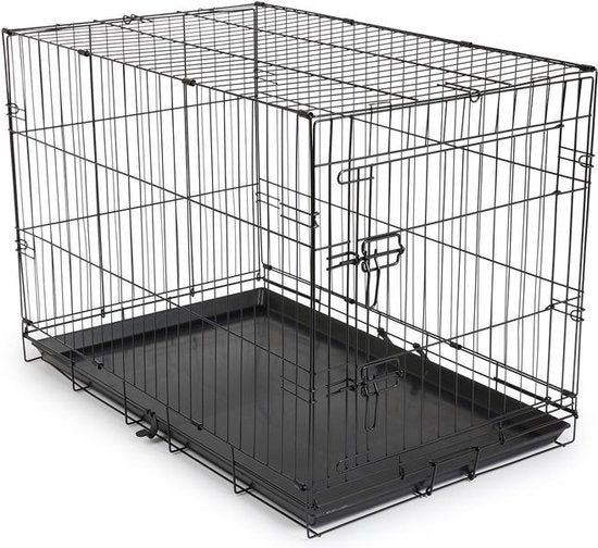 Hundebox – XL – 91 x 56 x 63 cm – Zusammenklappbar – Metall, Kunststoff – Schwarz – VI Online Products