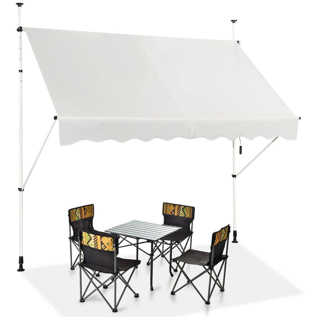 Coast Ausziehbares Vordach Sonnenvordach mit manueller Kurbel-Höhenverstellung 250 x 120 cm beige