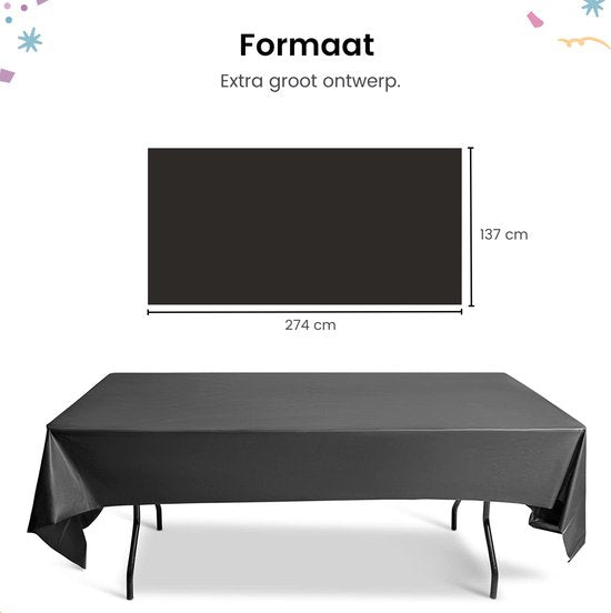 Partizzle 2x Plastik Einweg-Tischdecke - Geburtstag Dekorationen - Halloween Party Dekorationen - Weihnachten Hochzeit Hochzeit - Schwarz - 274 x 137 cm