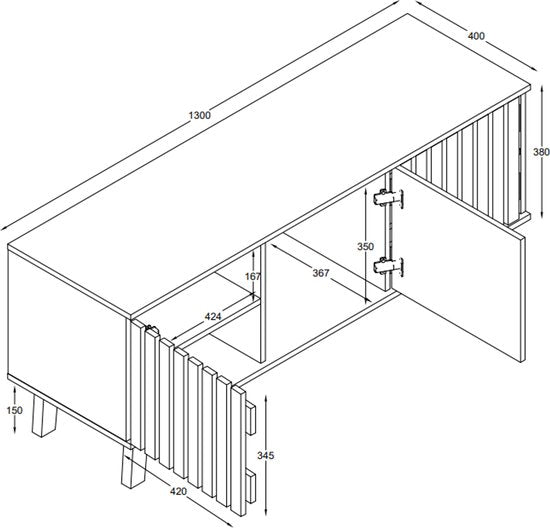 VDD Home – TV-Möbel – TV-Schrank – Schwebendes TV-Möbel – Holz – 130 x 53 x 40 cm – Zum Aufstellen oder Aufhängen