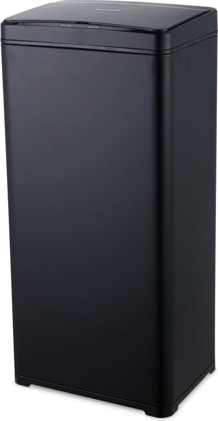 MOA Prullenbak met Sensor - 50 liter - Afvalbak - Vuilnisbak RVS & duurzaam ABS - Non-slip - Geruisloze deksel - Vertraagd sluiten modus - Zwart - SB02B