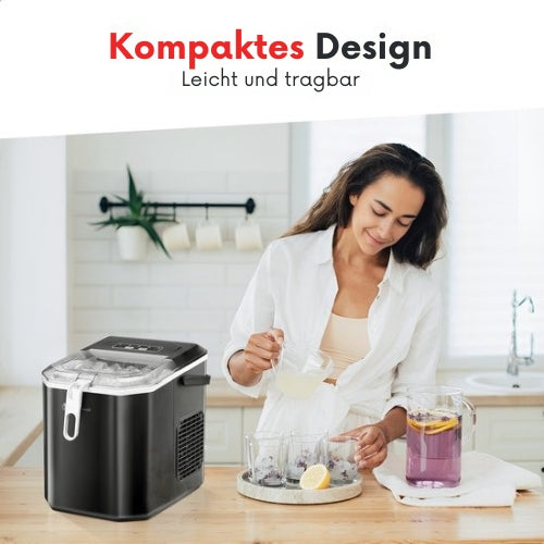 Kitchenwell - Eiswürfelmaschine - 1.3L - 6min - Selbstreinigungsfunktion - Tragbar - Schwarz