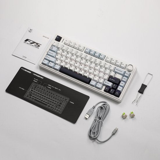 EPOMAKER x AULA F75 – Hellblau – Mechanische kabellose Tastatur – RGB – 75 % – QWERTY – Gaming-Tastatur – Reaper-Switch