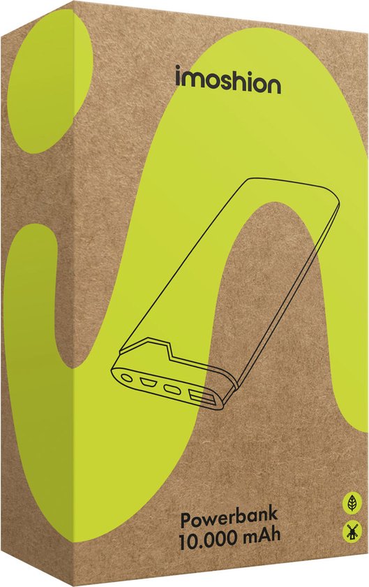 imoshion® Powerbank 10000 mAh - Schnellladegerät 18W - Power Delivery - USB C & USB A - Geeignet für Apple iPhone und Samsung, u.a. - Schwarz
