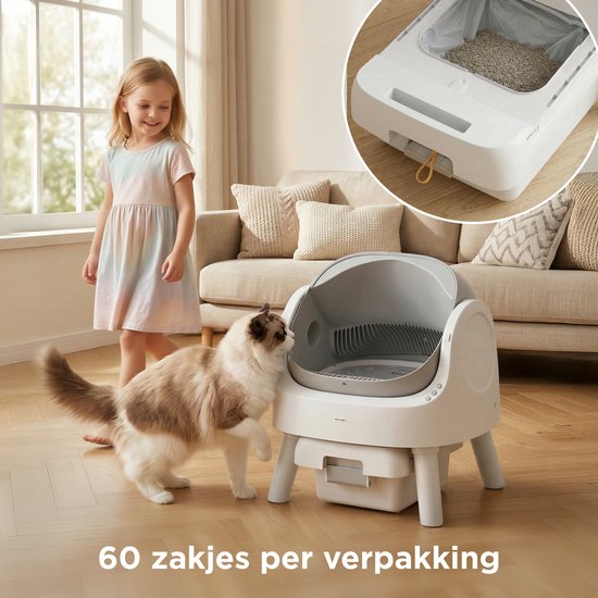 TrevoPet® Katzentoilettenbeutel – 60 Stück auslaufsichere Müllbeutel – Müllbeutel für selbstreinigende Katzentoiletten – 3 Rollen