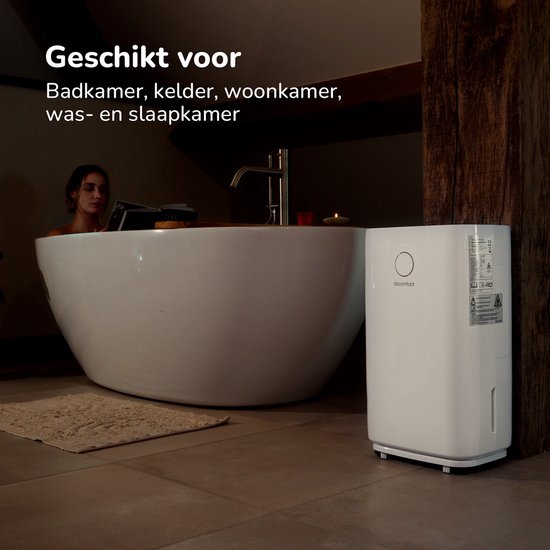 Bloomfold Luftentfeuchter - 20L pro Tag - inkl. Wasch-Trocken-Funktion - Für Wohnzimmer, Schlafzimmer, Keller & Badezimmer - Luftentfeuchter - Weiß