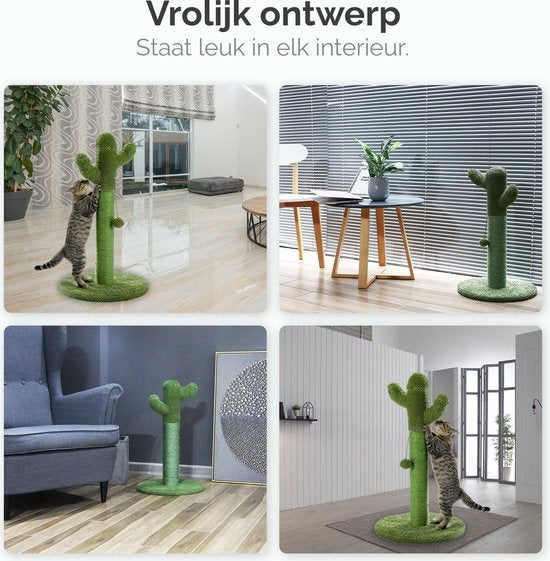 Gopets Katzenkratzbaum - Kaktus Kratzbaum Sisal - Kratzbrett modernes Design - Natürliche Kratzmöbel mit Spielzeug - 65cm