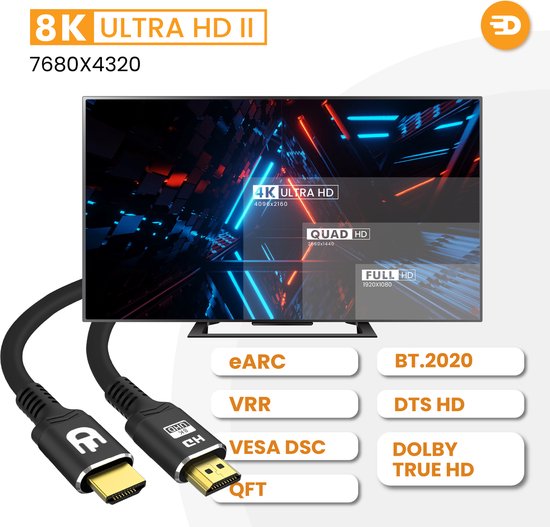 Drivv. Premium HDMI Kabel 2.1 - Ultra HD 8K - HDMI auf HDMI - Geeignet für Xbox Serie X & PS5 - 3 Meter - Schwarz