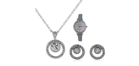 Pierre Cardin Classic Damenuhr Blau/Silber – Lederarmband – Mit Schmuckset und Kristallen