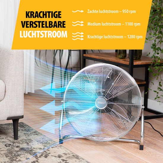 Metall-Bodenventilator 45 cm - 3 Stufen - 130° einstellbar - starker Luftstrom - Tristar VE-5935