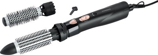 Carmen DC5250 - Haarbürste - 550 Watt - Einziehbare Zähne - 2 Aufsätze - Doppelspannung