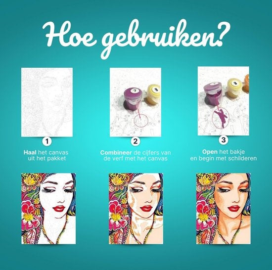 Rubye Malen nach Zahlen Erwachsene - See und Berge - inklusive Pinsel - Leinwand Malen nach Zahlen - 40x50cm