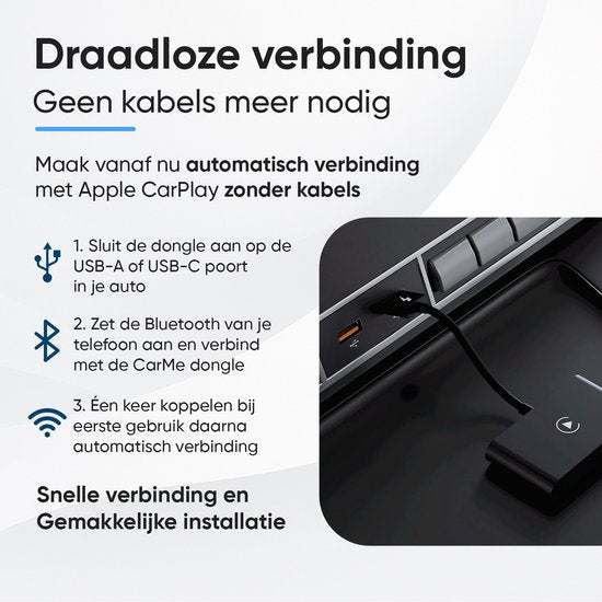 CarMe Luxe Carplay Dongle - Wireless Carplay - Schwarz - Nur mit integriertem Apple CarPlay und iPhone verwenden - Verbessertes Modell
