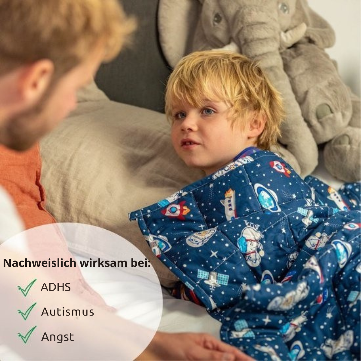 EL Life Wiegedecke - Kind 3.2kg - 100 x 150cm - OEKO-TEX Baumwolle - Raumfahrt & Astronauten