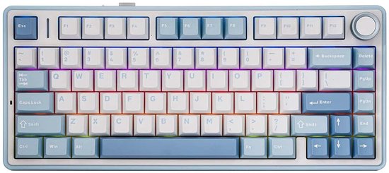 EPOMAKER F75 Sea Salt Blue LEOBOG Greywood V3 Switch RGB – kabellose, Hotswap-fähige mechanische Gaming-Tastatur