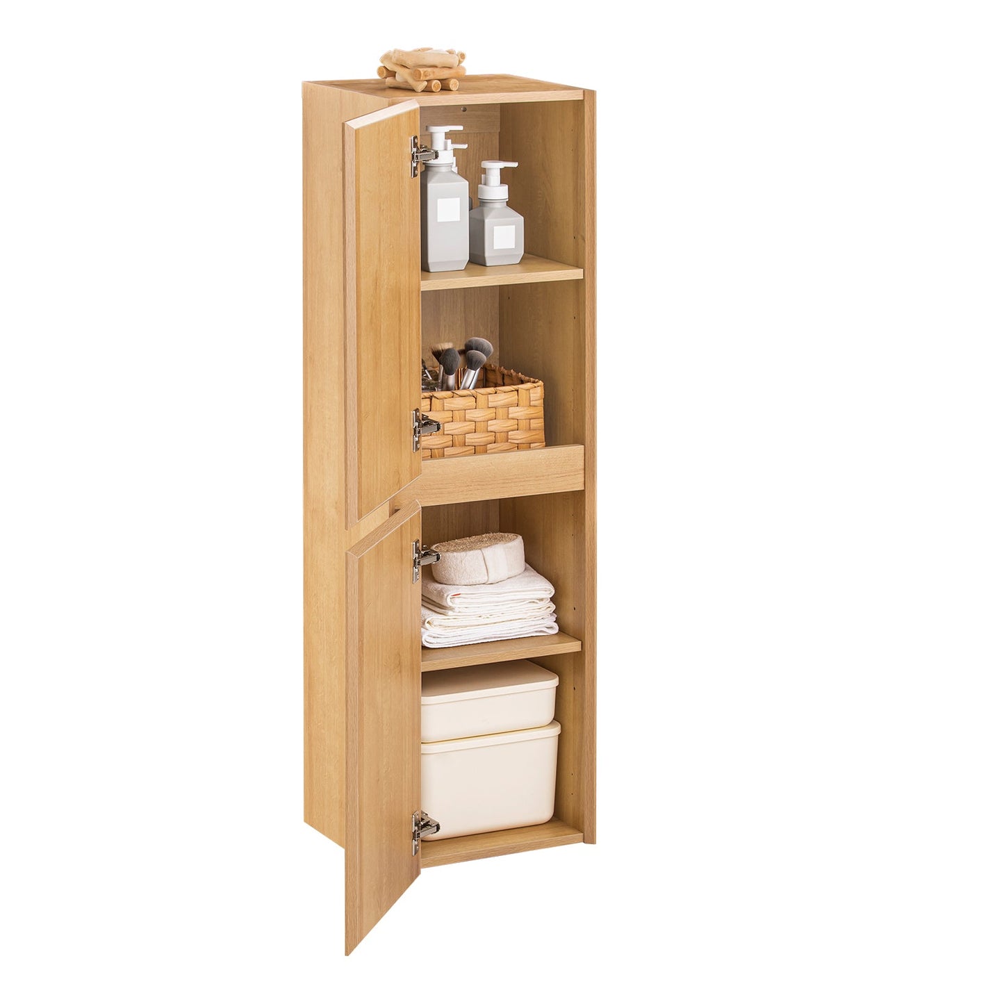 SoBuy BZR175-N Hoher schmaler Badezimmerschrank, Hängeschrank, Natur, 35 x 120 x 30 cm