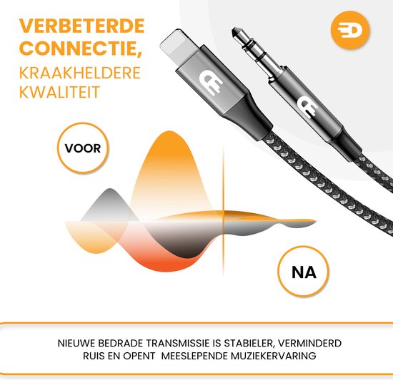 Drivv. Lightning zu AUX Kabel - 1 Meter - Geeignet für iPhone AUX Kabel