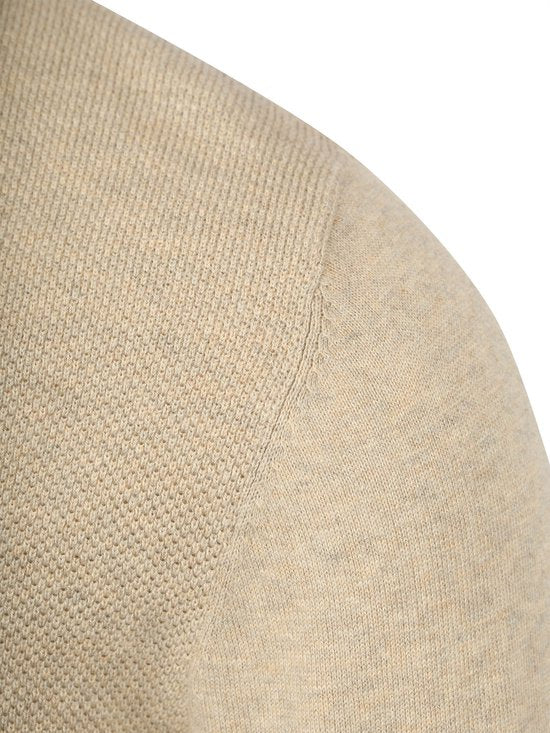 McGregor Half Zip Pullover Merinowolle Struktur Sand - Größe S - Männer - Pullover