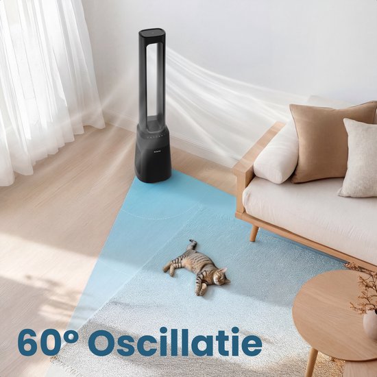 Auronic Turmventilator – blattloses 2-in-1-Modell – Luftreiniger mit HEPA-Filter – Ventilator – 10 Stufen – Fernbedienung – 105 cm – Schwarz