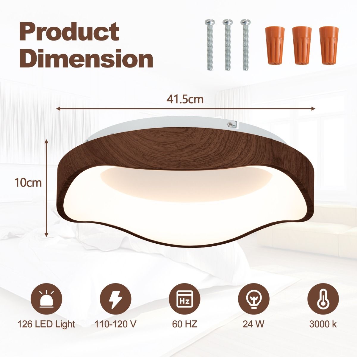 Coast LED-Deckenleuchte – modernes Design – Holzoptik – warmweißes Licht 24 W – 41,5 x 41,5 x 10 cm – braun