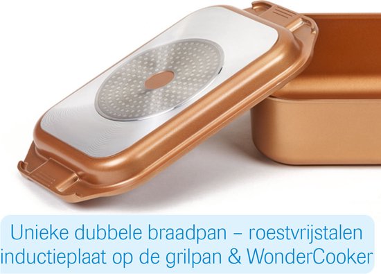 Livington Copperline WonderCooker – 14-in-1-Kochgeschirrset – Bratpfanne, Grillpfanne, Slow Cooker und mehr – Kochgeschirrset für alle Herdarten, einschließlich Induktion